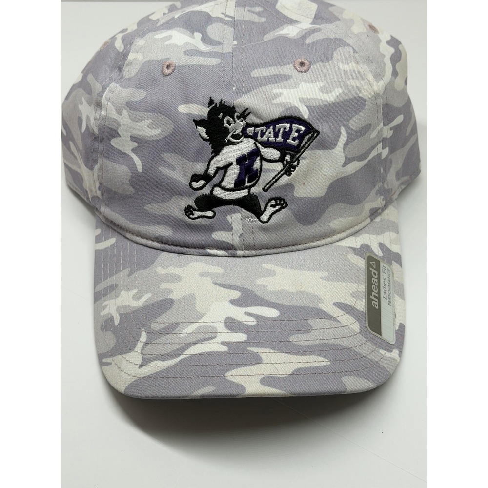 Ahead K-State Wildcats Ladies Purple Camo Hat Gray White Adjustable Cap‎